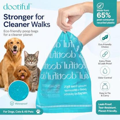 Dog Poop Bags - 240 Unscented Waste Bag, 65% Recycled Materials, Tear Resistant Pet Bags for Poop - 16 Rolls 100% Leak Proof - Extra Thick, Eco-Friendly Doggie Poo Bags for Hassle-Free Cleanup Outdoor - size: 120 Count (Pack of 2)