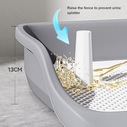 Indoor Dog Potty Tray Portable Multifunctional Pet Mesh Training Pad with Splashs Wall for Small Medium Animal 21.26x17.72x5.12in (Gray)