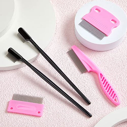5 Pieces Dog Eye Combs Tear Stain Remover Combs Pet Grooming Comb for Small Dogs Gently Removing Eye Mucus and Crust (Pink, Black) - color: Pink, Black