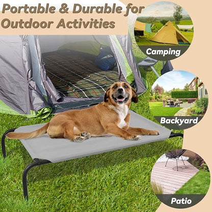 Heavy Duty Steel-Framed Portable Elevated Pet Bed, Elevated Cooling Pet Cot, 43.5" L x 25.5" W x 7.8" H(M, Grey) - color: Grey, size: Medium