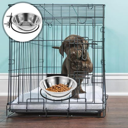 Amosfun Wall Mount Elevated Dog Feeder with Deep Stainless Steel Food and Water Bowls Large Size for Indoor and Outdoor Use