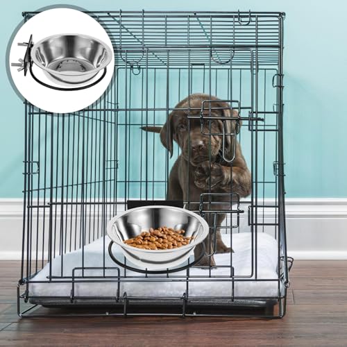 KALLORY Wall Mount Elevated Dog Bowl with Deep Stainless Steel Food and Water Bowls for Small Pets Outdoor Raised Feeder Station