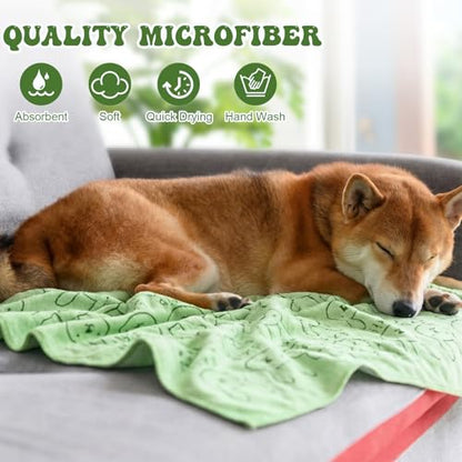 Peryiter 8 Pcs Dog Drying Towels Bulk 55'' x 28'' Pet Grooming Absorbent Microfiber Dog Bath Towels Quick Drying Puppy Bathing Towel for Small Medium Large Cats Pets Bathing Grooming (Green) - color: Green
