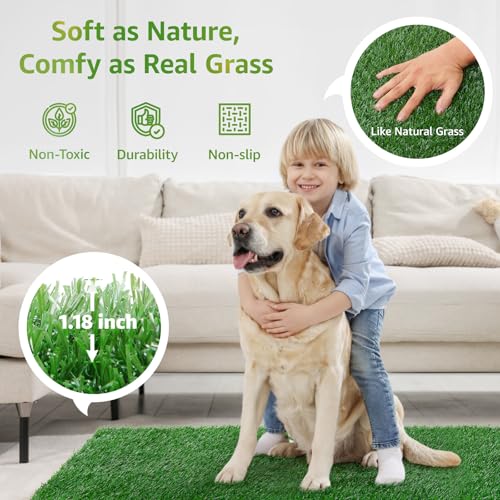 LOOBANI Dog Grass Pee Pads, Artificial Dog Grass Pads for Potty Tray, Fake Grass for Dogs to Pee On, Outdoor Indoor Pee Grass for Dog Potty(14*18 inch) - size: 14*18 inch