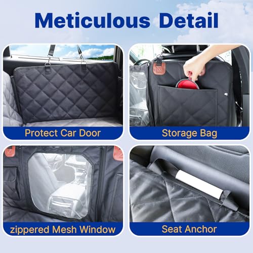 Convertible Back Seat Extender for Dogs, Foldable 400lbs Hard Bottom Dog Car Seat Cover for Back Seat, Waterproof Dog Hammock Bed Backseat Cover for Dogs in Car SUV Truck Pet Seat Cover Black L - size: L