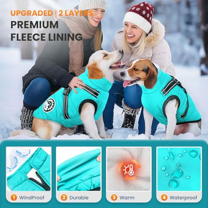 PETCARE Winter Dog Coat with Harness Built in Waterproof Dog Jackets Warm Pet Fleece Vest Windproof Snow Jacket Snowsuit Reflective Dogs Cold Weather Coats for Puppy Small Medium Large Dogs Cats - color: Blue, size: S(Chest 12.6" Suggest 2-3 lbs)