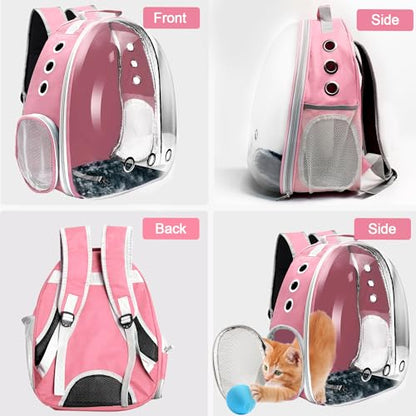 Cat Backpack Carrier, Pet Cat Carrier with Ventilated Design for Carrying Puppy Cats, Pet Carrier Backpack for Traveling/Hiking/Camping/Outdoors Airline Approved Travel Carrier(Pink) - color: Pink
