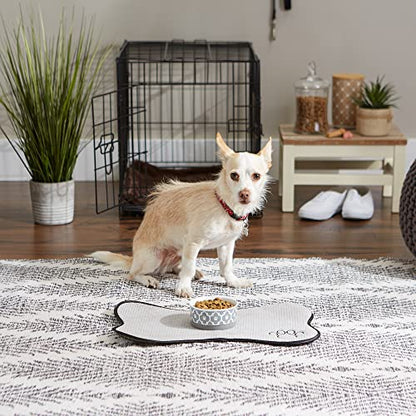 Bone Dry Lattice Collection Pet Bowl & Canister, Single Dish, Small 4.25x2", Gray - color: Gray, size: Small Single Dish, 4.25x2"