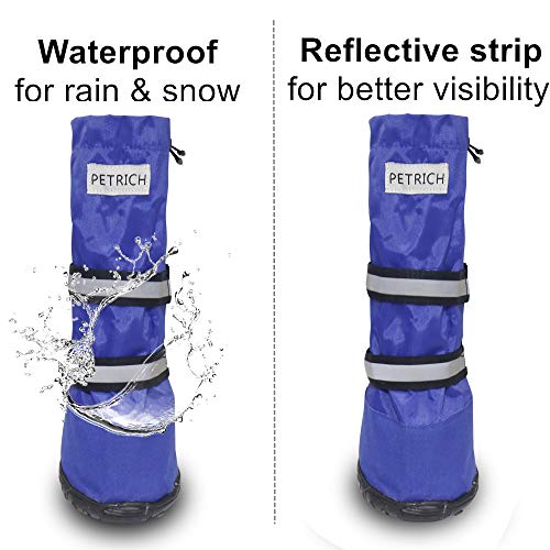 Dog Shoes, URBEST Waterproof Dog Boots, Warm Lining Nonslip Rubber Sole for Snow Winter (S, Blue) - color: Blue, size: S