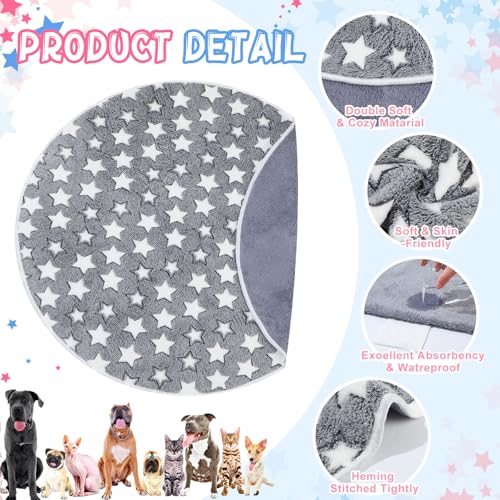 Hahafelt 4 Pcs Round Whelping Pee Pads Washable for Dogs Waterproof Pet Training Mats Reusable Puppy Whelping Pads Non Slip Cat Dog Bed Mat for Crate Kennel(Large Star,48 Inches) - size: 48 Inches
