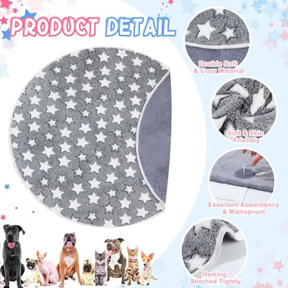 Hahafelt 4 Pcs Round Whelping Pee Pads Washable for Dogs Waterproof Pet Training Mats Reusable Puppy Whelping Pads Non Slip Cat Dog Bed Mat for Crate Kennel(Large Star,48 Inches) - size: 48 Inches