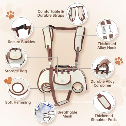 Hands Free Dog Backpack Carrier for Small Dogs, Yorkie Shoulder Carrier Sling Backpack Carriers Dog Lift Harness Portable Breathable Pet Carrier Backpack for Small Puppies (M, 8.8-14.3lbs)