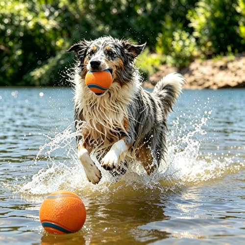 2Pack Durable Rubber Dog Balls, Super Bouncy Fetch Toys for Medium Dogs 20-60 lbs, Floating Water Pet Balls,2.36"
