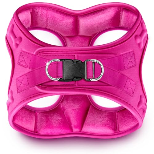 Comfort Fit Dog Harness Step in No Pull Harness for Small Medium Sized Dogs Soft Padded No Escape Harness Adjustable Easy Buckle with Leash Attachment D-Ring Extra Comfort Inside Velvet Plush XS Pink - color: Pink Plush, size: XS (Chest 13"-14.5")