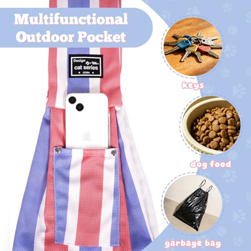 Small Pet Sling Carrier Breathable Texture with Pocket Pet Cross Body Shoulder Bag Dog Cat for Outdoor Travel(Color Stripe) - color: colourful