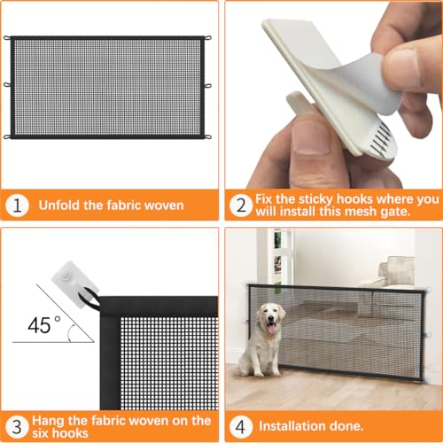 Magic Mesh Dog Gate for Doorways – Indoor Pet Gate 30"x70" for Kitchen, Stairs, Hallway, Fits 64–66" Wide Openings - size: 30"Hx70"W(Pack of 1)