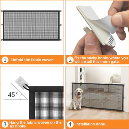 Magic Mesh Dog Gate for Doorways – Indoor Pet Gate 30"x70" for Kitchen, Stairs, Hallway, Fits 64–66" Wide Openings - size: 30"Hx70"W(Pack of 1)