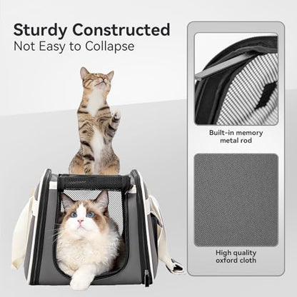 PETSFIT Airline Approved Cat Carrier with Wheels Designed for Small Dogs/Cats with Adjustable Safety Rope & Removable Wheels - color: Medium Gray, size: 20.1"L x 12.2"W x 14.2"H