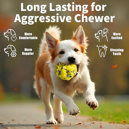 Moonorange Upgrade Dog Balls Interactive Toys for Aggressive Chewers, Indestructible Tennis Durable Bouncy for Fetch Game, Lightweight Floating, Yellow - color: Yellow-Yarnball