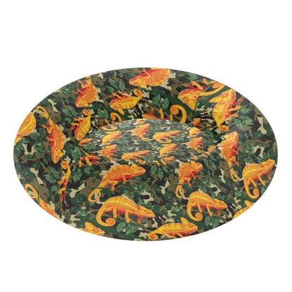 Calming Donut Dog Bed Chameleons Orange Design, 22" Washable Pet Lounger with Removable Cover, Cozy Cushion Comfort Nest for Medium Dogs - size: Medium