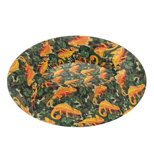 Pet Bed Chameleons Orange Cat Snuggler Soft Winter Cushion, Cozy Round Bolster Nest for Indoor Kittens & Small Pets 15" - size: X-Small