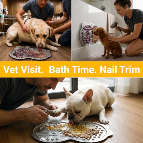 Stainless Steel Lick Mat for Dogs & Cats — 15"×10" Extra Large Metal Dog Licking Mat, Chew-Proof with Suction Cups, Anxiety Relief & Boredom Reducer, Dishwasher Safe, Whisker Friendly