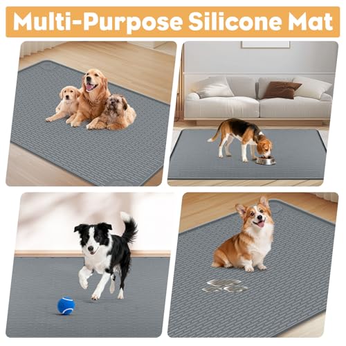 57" x40" Pee Pad Holder for Dogs Puppy Pad Holder Extra Large Silicone Pee Tray for Dog Training Floor Protection Raised Edge Dog Potty Tray, No Pee Pads(Dark Gray) - color: 57" X40"dark Gray