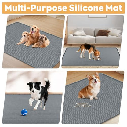 57" x40" Pee Pad Holder for Dogs Puppy Pad Holder Extra Large Silicone Pee Tray for Dog Training Floor Protection Raised Edge Dog Potty Tray, No Pee Pads(Dark Gray) - color: 57" X40"dark Gray