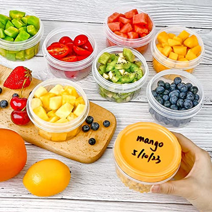 TOFLEN Reusable Small Freezer Containers 8 Oz Plastic Food Storage Containers with Screw On Lids, Leakproof & Airtight, Freezer Safe, Dishwasher Safe, Set of 12 Multicolor - size: 8 oz*12