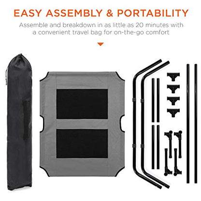 Best Choice Products 36in Elevated Cooling Dog Bed, Outdoor Raised Mesh Pet Cot w/Removable Canopy Shade Tent, Carrying Bag, Breathable Fabric - Gray - color: Gray, size: 36in