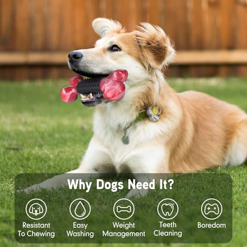 Tough Dog Toys for Aggressive Chewers: Bacon Flavored Long Lasting Dog Bones for Large Dogs, Heavy Duty Nylon & Rubber Dog Chew Toys to Keep Them Busy, Medium & Large Breed (20-80 lbs), Black - color: 1 PC-Bacon-Black