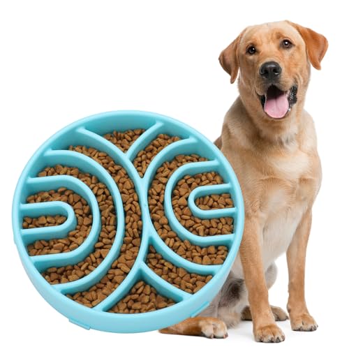 WHIPPY Slow Feeder Anti-Choking Maze Bowl - Anti-Slip Interactive Puzzle Feeder for Large Medium Dogs, Blue - color: blue