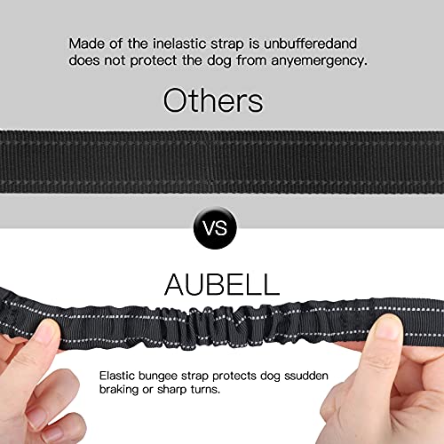 AUBELL Dog Seat Belt for Car,2 Pack Set 3-in-1 Adjustable Reflective Bungee Heavy Duty Dog Car Harness Tether with Clip Hook Latch & Buckle,Swivel Zinc Alloy Carabiner,Black+Black - color: Set Black+Black