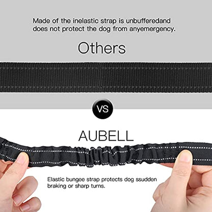 AUBELL Dog Seat Belt for Car,2 Pack Set 3-in-1 Adjustable Reflective Bungee Heavy Duty Dog Car Harness Tether with Clip Hook Latch & Buckle,Swivel Zinc Alloy Carabiner,Black+Black - color: Set Black+Black