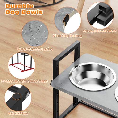 Elevated Dog Bowls for Dogs, 6 Heights Adjustable Raised Dog Bowl with Slow Feeder - 3 Stainless Steel Bowl, Tiltable Non-Slip Feeding Bowls with Metal Stand - color: Medium & Small Dogs