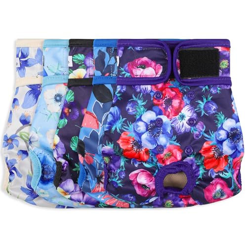 Female Dog Diapers 5Pcs - Premium Reusable Diapers for Doggie in Heat - Highly Absorbent Dog Diapers Female for Pet Incontinence with Adjustable Snaps, Rose, M - color: Rose, size: Medium