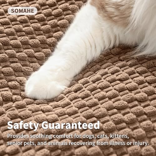 SOMAHE Cat Beds Flat Cat Bed Mat, Premium Plush Cat Mat with Non-Slip Bottom, 1.2" Thick All-Season Kneading Cushion, Machine Washable Anti-Static Pet Bed 15×23Inch, Coffee - color: Coffee, size: 23"L x 15"W x 1.2"Th