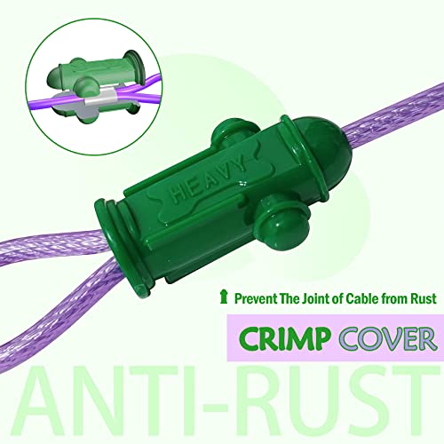 Petest Reflective Tie Out Cable with Crimp Cover for Heavy Dogs Up to 125 Pounds, 40 Feet - color: Green & Purple, size: 125lbs40ft