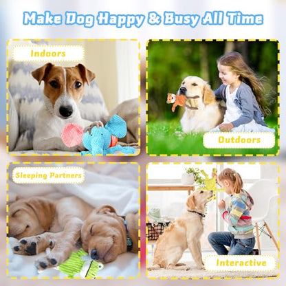 MRSOHRET 5 Pack Dog Toys Squeaky, Tough Stuffed Plush Puppy Chew Toys for Teething, Durable Plush Dog Toy for Large Medium Small Breed to Keep Them Busy, No Stuffing Crinkle Dog Toys - style: No Stuffing Crinkle Dog Toys