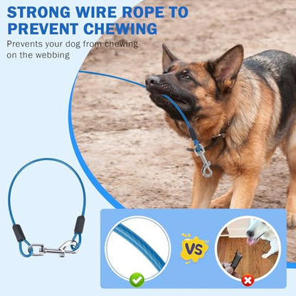 SCENEREAL Retractable Dog Leash for Small Medium Large Dogs up to 110lbs, 26ft 360° Tangle-Free Nylon Tape with Anti-Chewing Wire Rope&Waste Bag Dispenser, Heavy Duty Long Durable One-Handed Brake - color: Chew Proof (Black & Blue /26ft)
