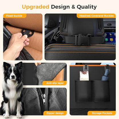 Dog Car Seat Cover for Back Seat,100% Waterproof Scratch Proof Nonslip Seat Cover,600D Heavy Duty Scratch Proof Nonslip Durable Soft Dog Hammock - color: Black Orange