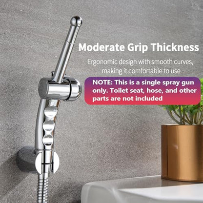 BARROCK Hand Held Bidet Sprayer for Toilet Shattaf Sprayer Replacement, 7 Holes Handheld Jet Spraying Ergonomic Handle Design Baby Cloth Diaper, Brass Valve Inside Chrome - color: Chrome