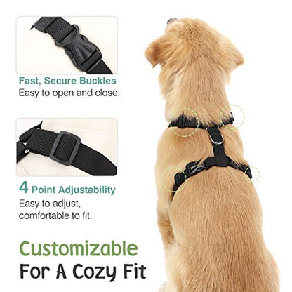 VavoPaw Dog Seat Belt, Safety Vest Dog Car Harness with Adjustable Buckle Dog Seat Belt for Vehicle Nylon Pet Safety Seat Belts Heavy Duty(S, Black) - color: Black, size: S (Chest: 16.5-21.7", Neck: 8.7-13.8")