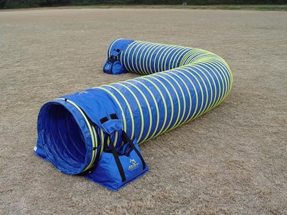 20' Heavy Duty Dog Agility Tunnel with 2 Sets of Tiedown System, Competition & Training, Multiple Colors, 2 Lengths (Blue) - color: Blue
