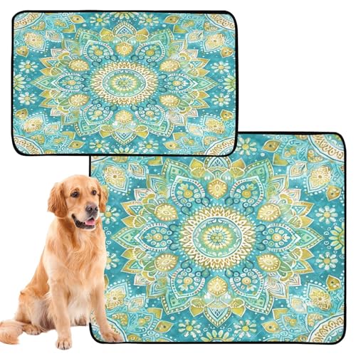 Qilmy Mandala Pet Mat, Waterproof Reusable Dog Training Pad Anti-Slip Pet Creat Pad for Small Medium Large Dogs and Cats - size: Medium+Large