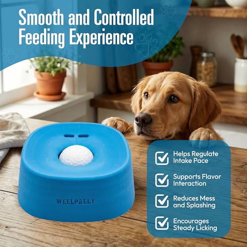 Dog Lick Bowl Licking Toy - Lick Ball Liquid Treat Slow Feeder for Dogs Feed with Rolling Toys - Interactive Lick Sphere Slow Feed Pet Treat Dispensing Bowls for Dogs Stress Anxiety Relief