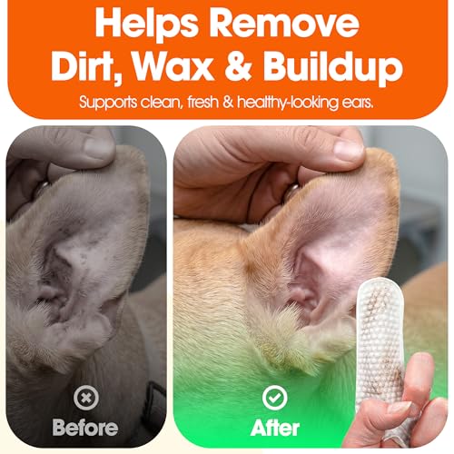 ASPCA Ear Finger Wipes for Dogs – 100 Count Fragrance Free Dog Ear Cleaning Wipes, Helps Remove Dirt, Wax & Buildup, Deodorizes & Soothes, Easy Finger Fit Ear Care for Dogs