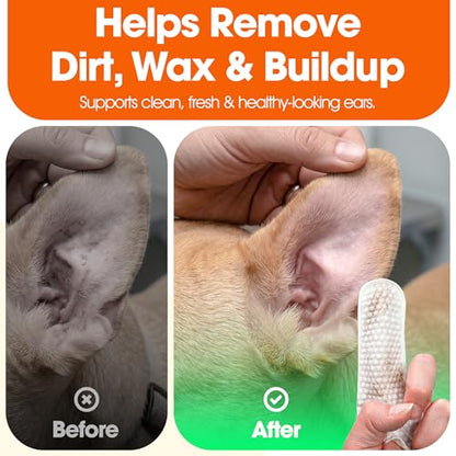 ASPCA Ear Finger Wipes for Dogs – 100 Count Fragrance Free Dog Ear Cleaning Wipes, Helps Remove Dirt, Wax & Buildup, Deodorizes & Soothes, Easy Finger Fit Ear Care for Dogs