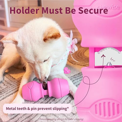PetClan Chewise Bully Stick Holder, Improved Bully Sticks Holder, Ultimate Secure Heavy Duty, BPA-Free Safety Device to Prevent Choking, Fits Various Bully Sticks and Dog Sizes - color: Pink, size: Standard