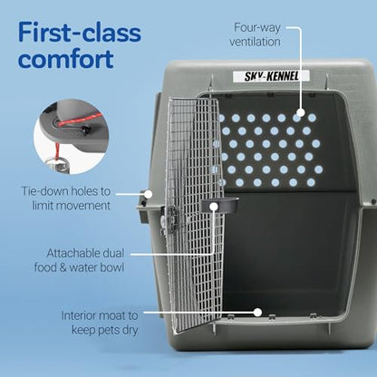 Petmate Sky Kennel IATA Airline Compliant Plastic Dog Crate For Air and Land Travel, Giant 48" L For Pets 90-125 lbs, Heavy Duty Dog Kennel, Made in the USA - size: 48 Inch